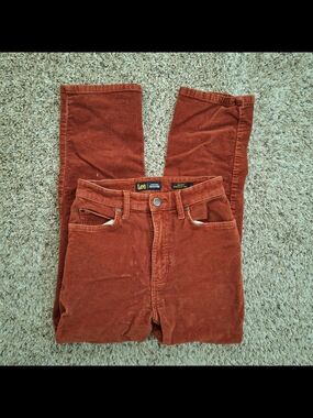 Lee Vintage Modern High-Rise Straight Ankle Corduroy Jeans Rust Orange 27